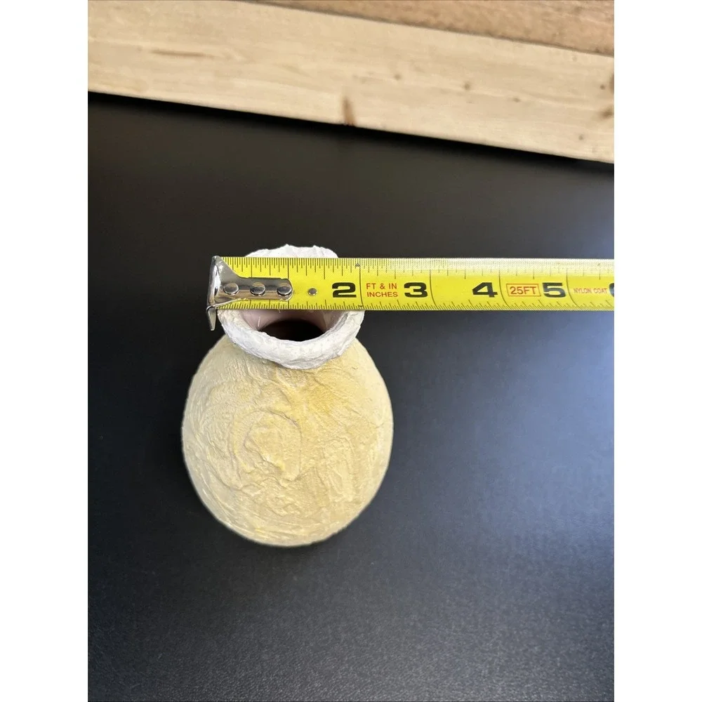 Quirky Revamped Ceramic Vase Rustic Primitive Textured Yellow Grunge Whimsical‎